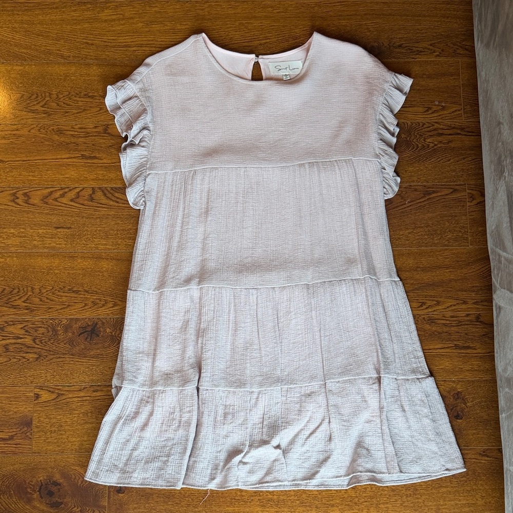 Soft Pink Ruffle Sleeve Dress
